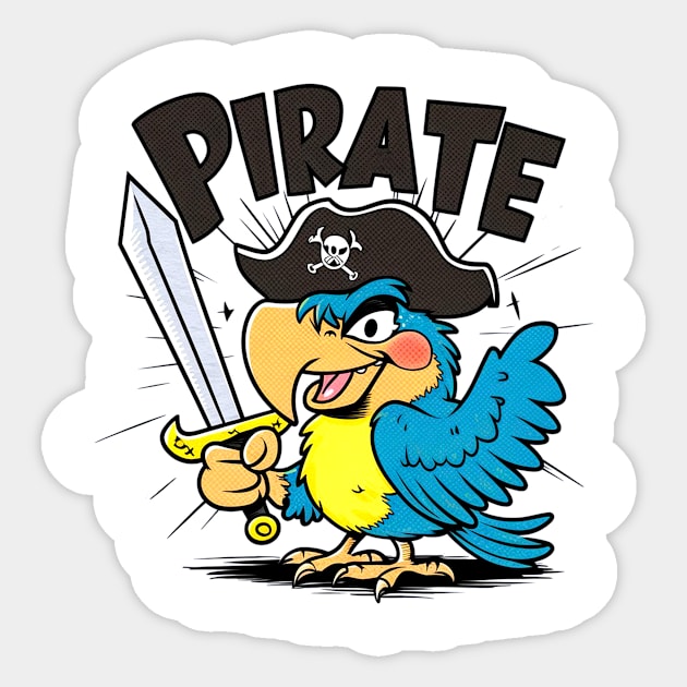 The Pirate cute Parrot Sticker by zoelewi